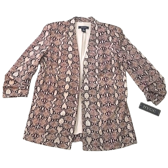 New York Clothing Co. Jackets & Blazers - NYCC Snakeskin Graphic Print Blazer Lightweight Lined Jacket Gathered Sleeve NWT